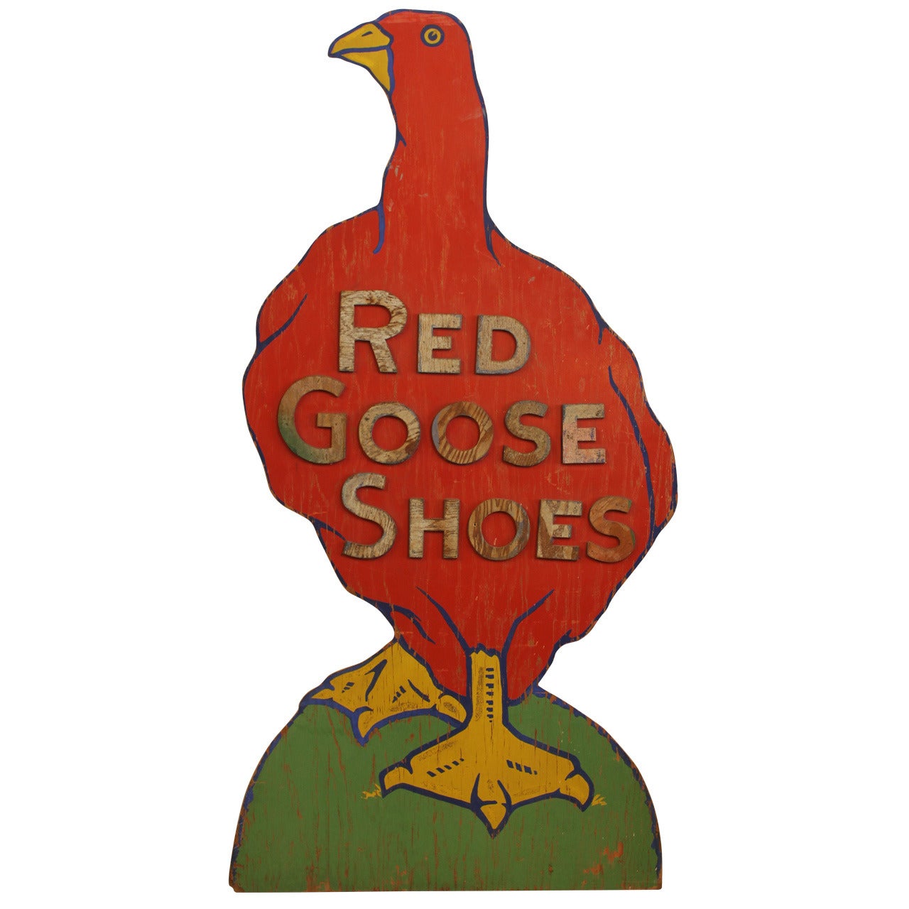 Antique Wood Red Goose Shoes Sign