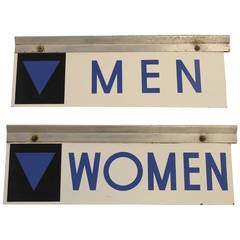Vintage 1950s Enamel Gas Station Men and Women Restroom Signs