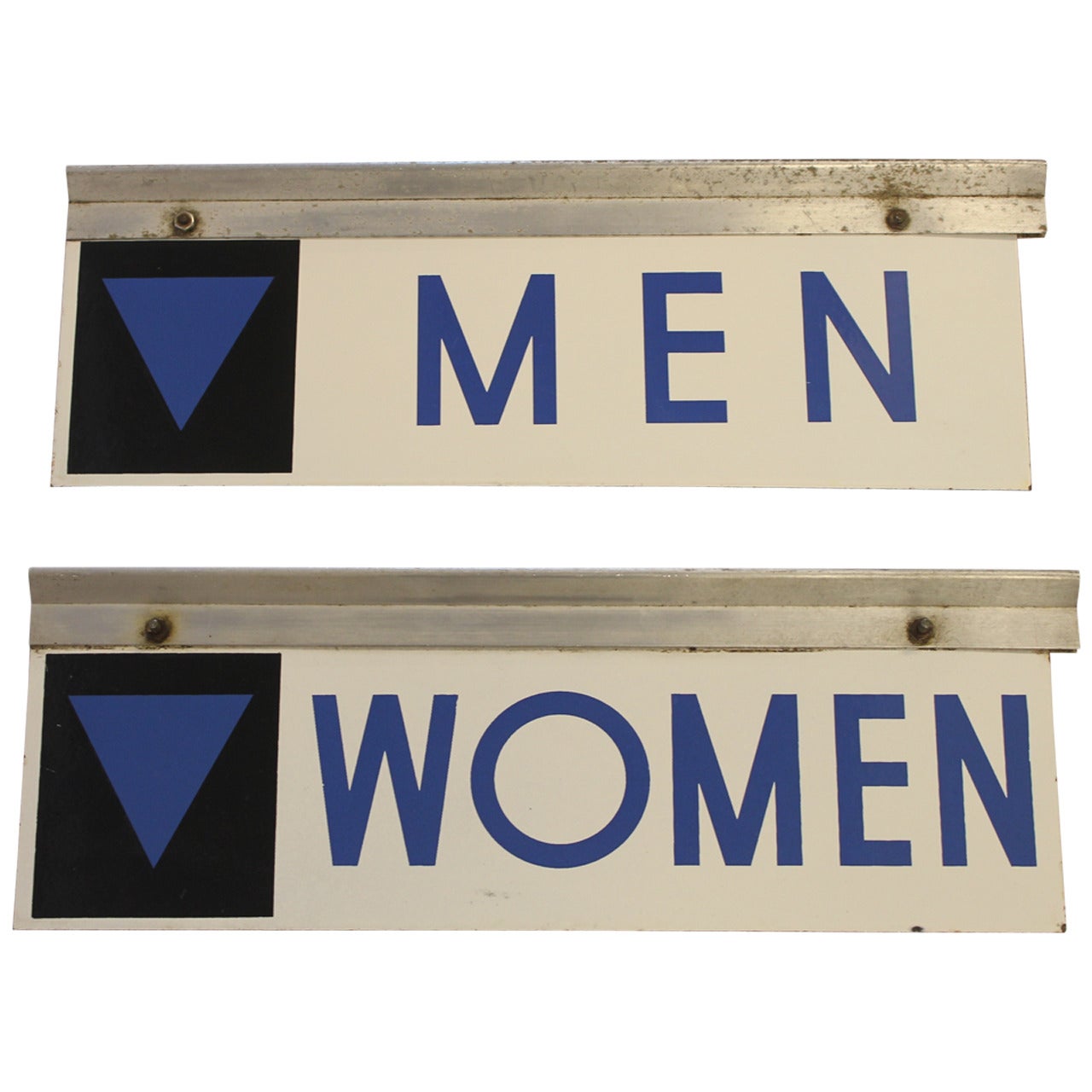 1950s Enamel Gas Station Men and Women Restroom Signs For Sale