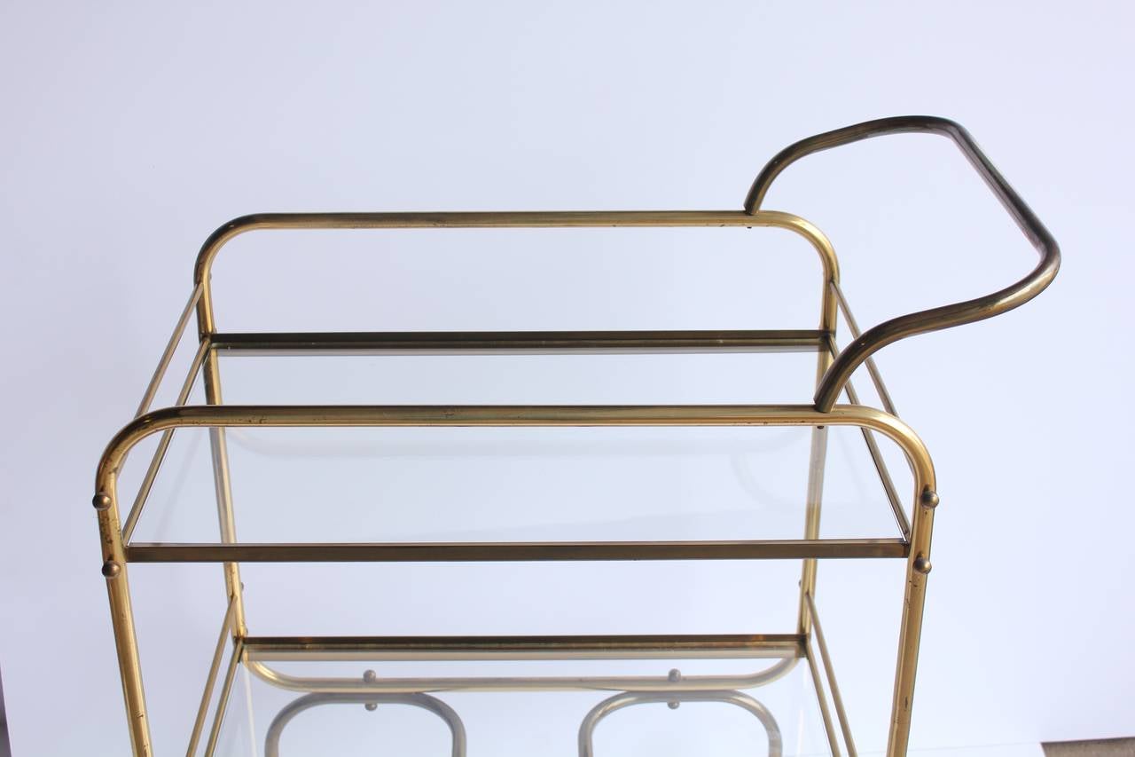 Mid-Century Modern Mid Century Brass Bar Cart For Sale