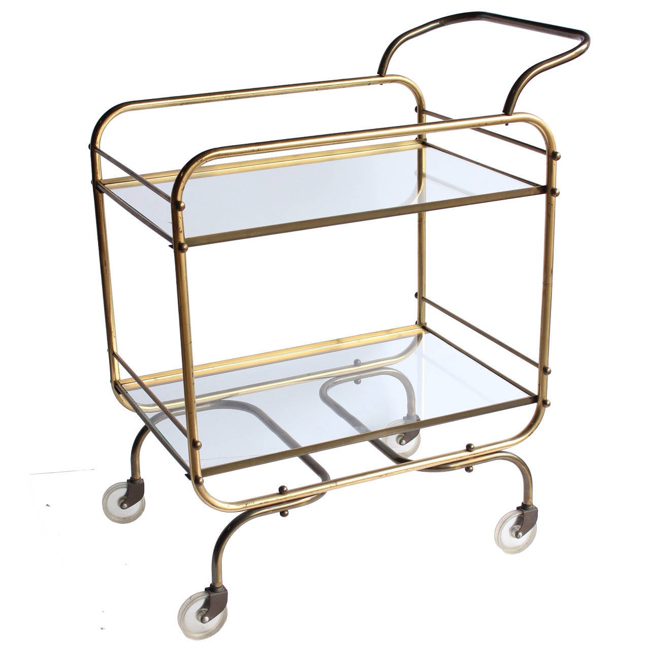 Mid Century Brass Bar Cart For Sale at 1stDibs