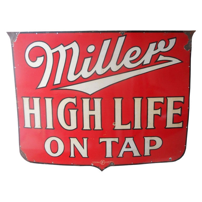 1930's large porcelain advertising sign for Miller
