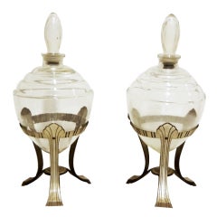 Art Deco Apothecary Glass Jars with original stands