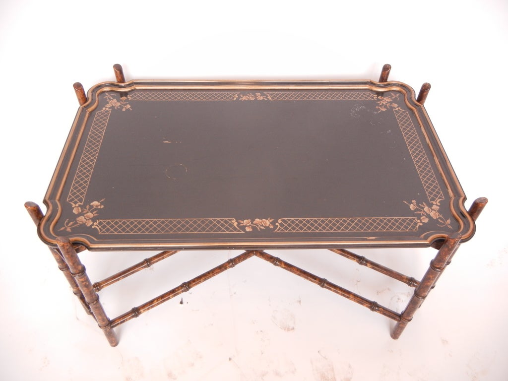 Vintage Baker Faux Bamboo Coffee Table with laquered tray