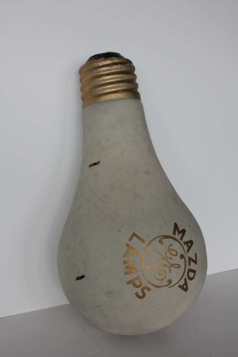 Folk Art 1900's Over Sized Paper Mache Bulb Advertising Sign
