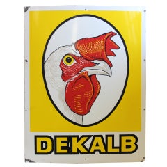 Rare 1950's Porcelain Advertising Rooster Sign For Dekalb
