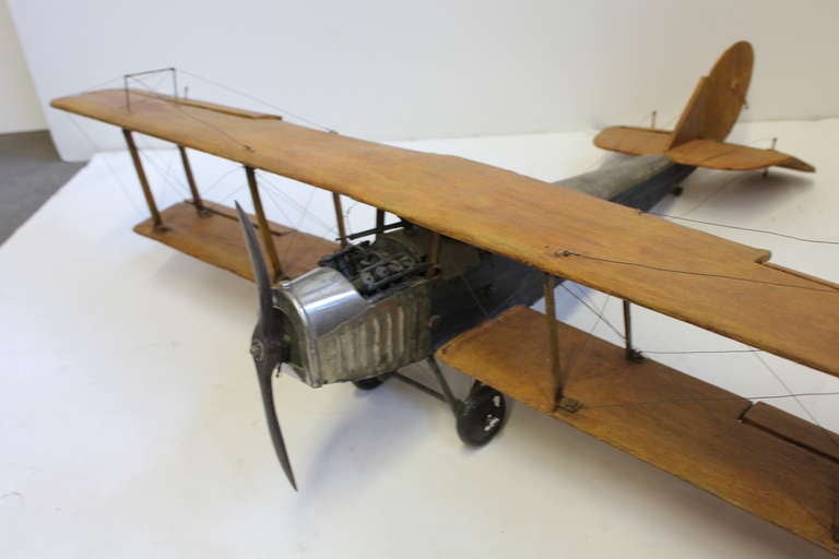 Folk Art 1920's Hand Made Model Of Airplane Jenny For Sale