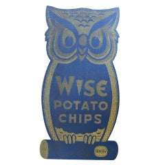 Vintage Giant Masonite Owl Advertising Sign For Borden Co