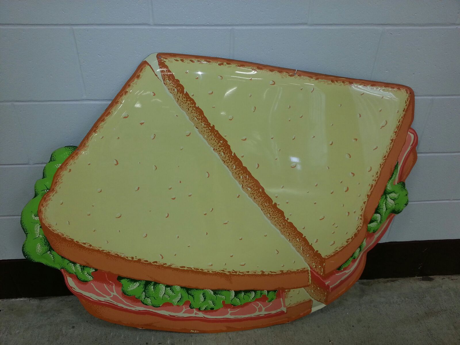 Giant 1950's Convex Cut-Out Ham Sandwich Sign