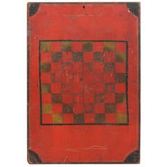 Antique American Folk Art Checker Game Board