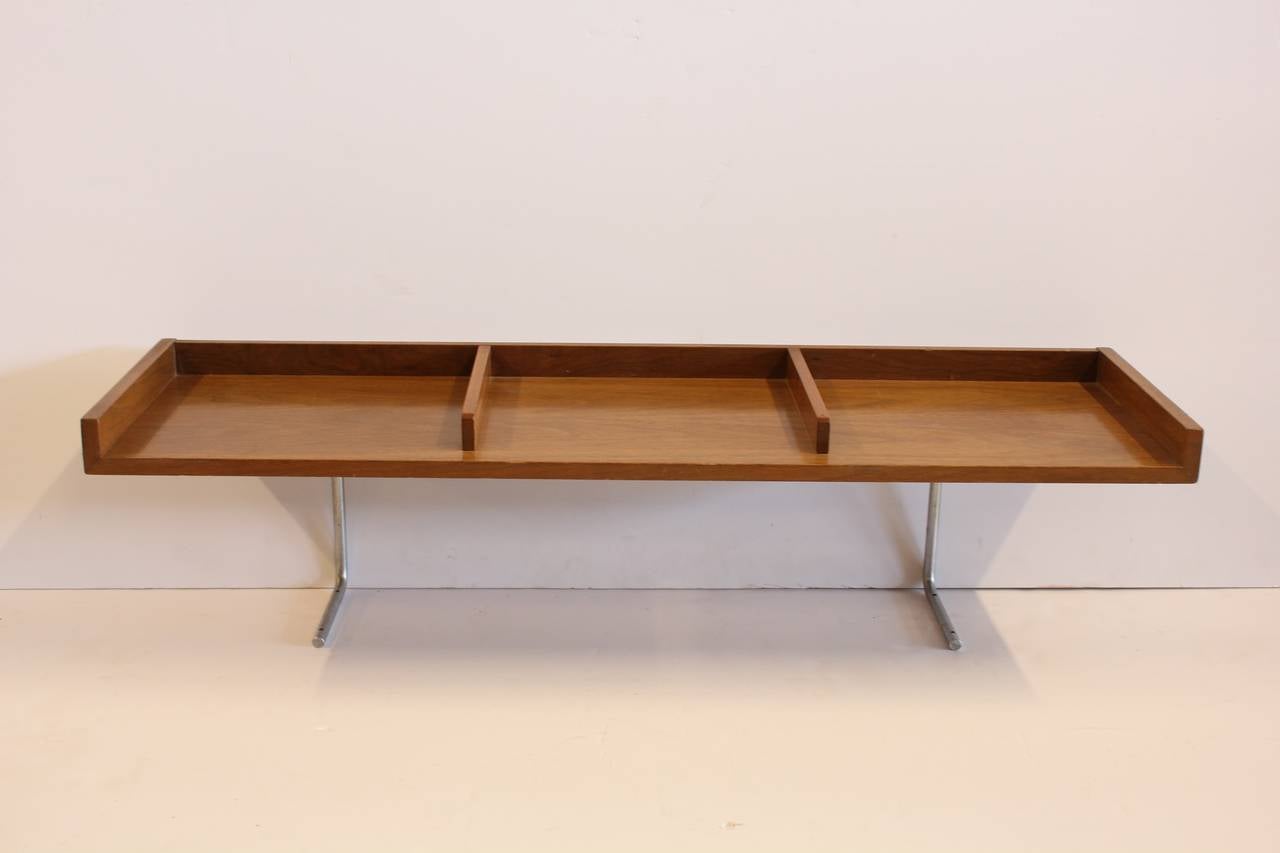 Rare original 1950's Herman Miller over-desk 602 wooden tray with metal base.