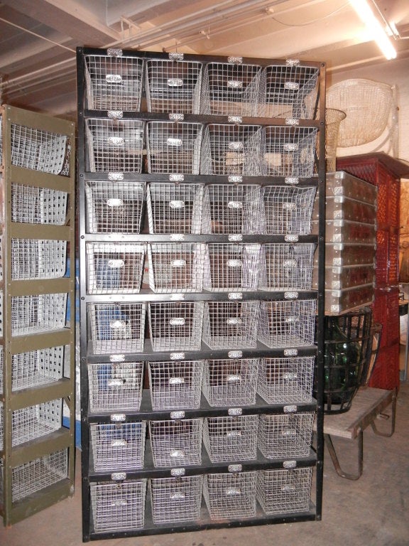 American 1950's Metal Basket Locker Unit