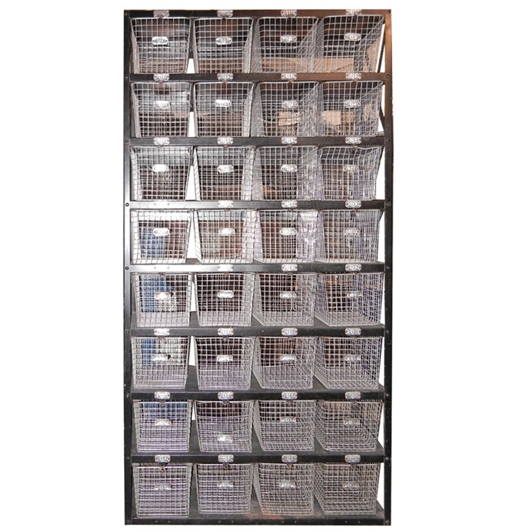 1950's Metal Basket Locker Unit