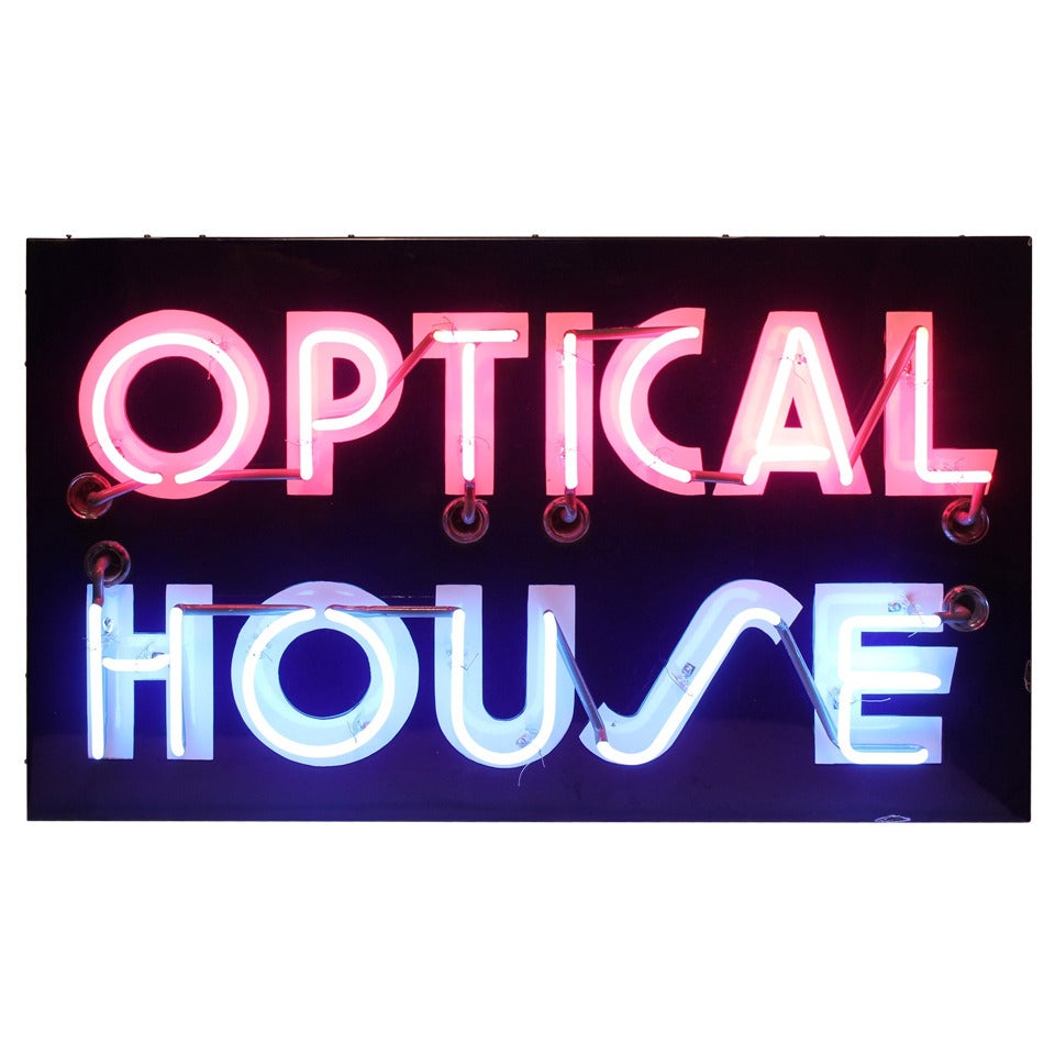 1950's Original Neon Sign " Optical House " For Sale
