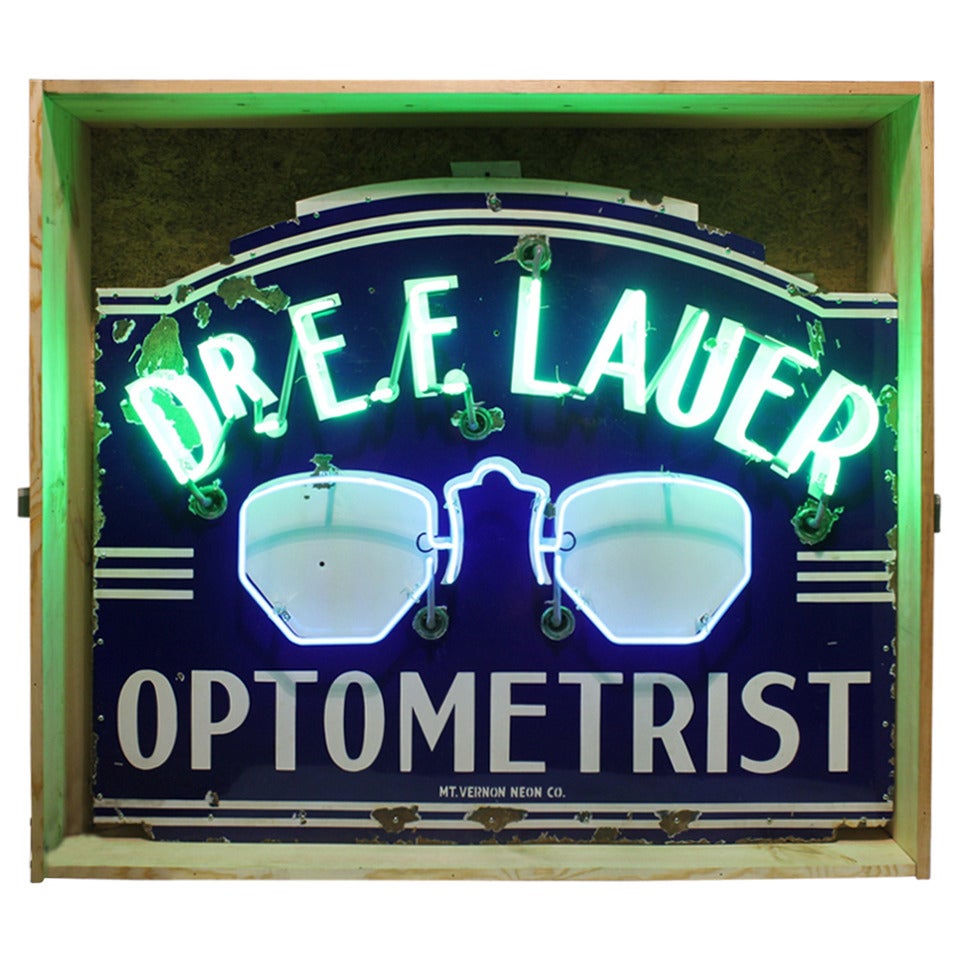 1930's Original Neon Sign " Optometrist " For Sale
