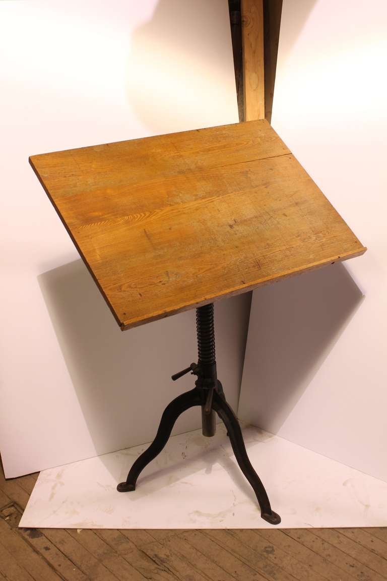 American Antique Cast Iron Base Drafting Table