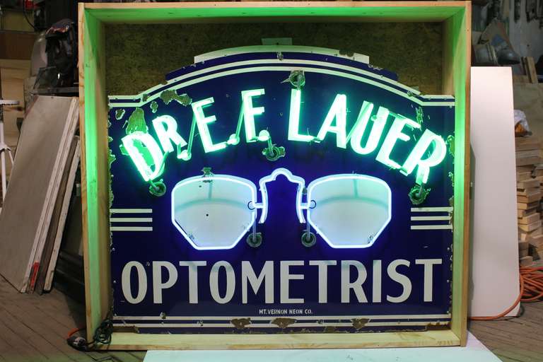 1930's original enamel sign with new neon sign 