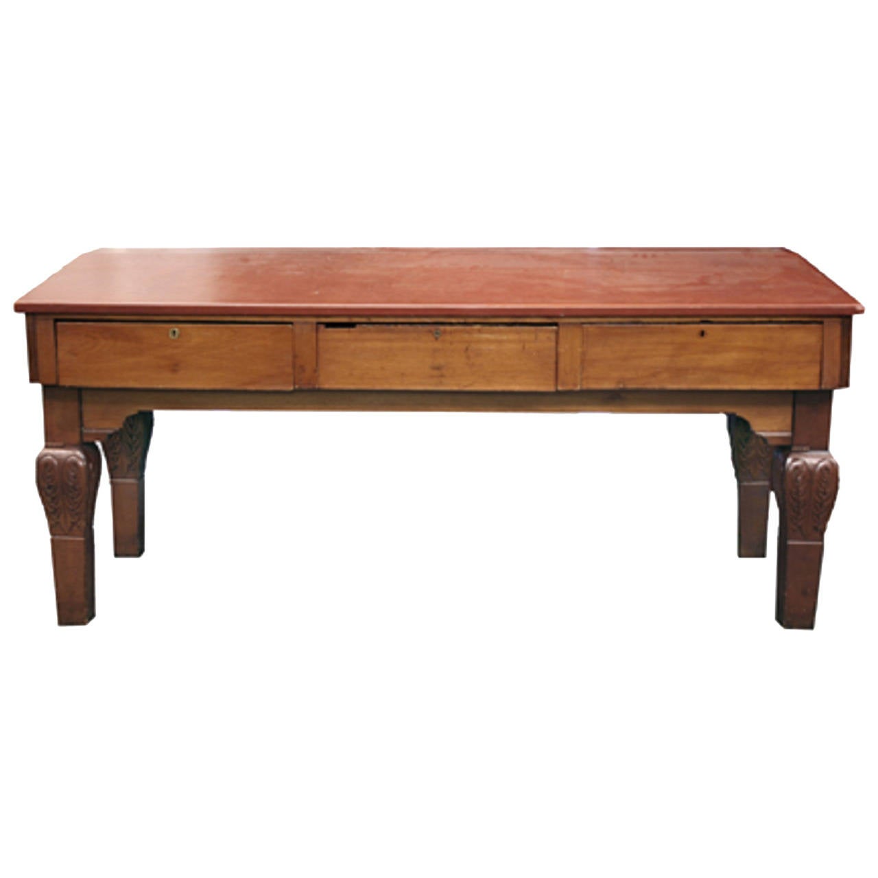 1800s Large Library ThreeDrawer Desk For Sale at 1stdibs