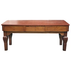 1800s Large Library Three-Drawer Desk