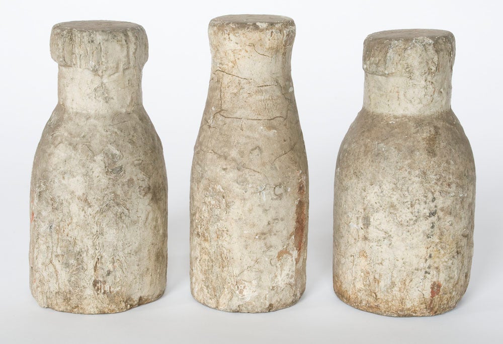 Set of three Antique Wooden Carnival Knock Down Bottles