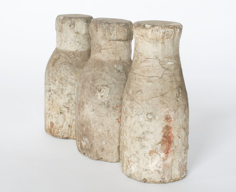 Mid-20th Century Antique Wooden Carnival Knock Down Bottles For Sale
