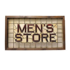 1900's Original Stain Glass Department Store Sign " Men's Store "
