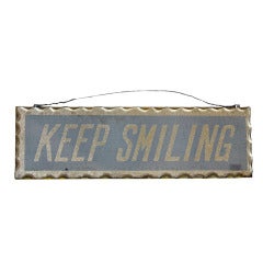 1930
s Reverse Painted Glass Sign " Keep Smiling "