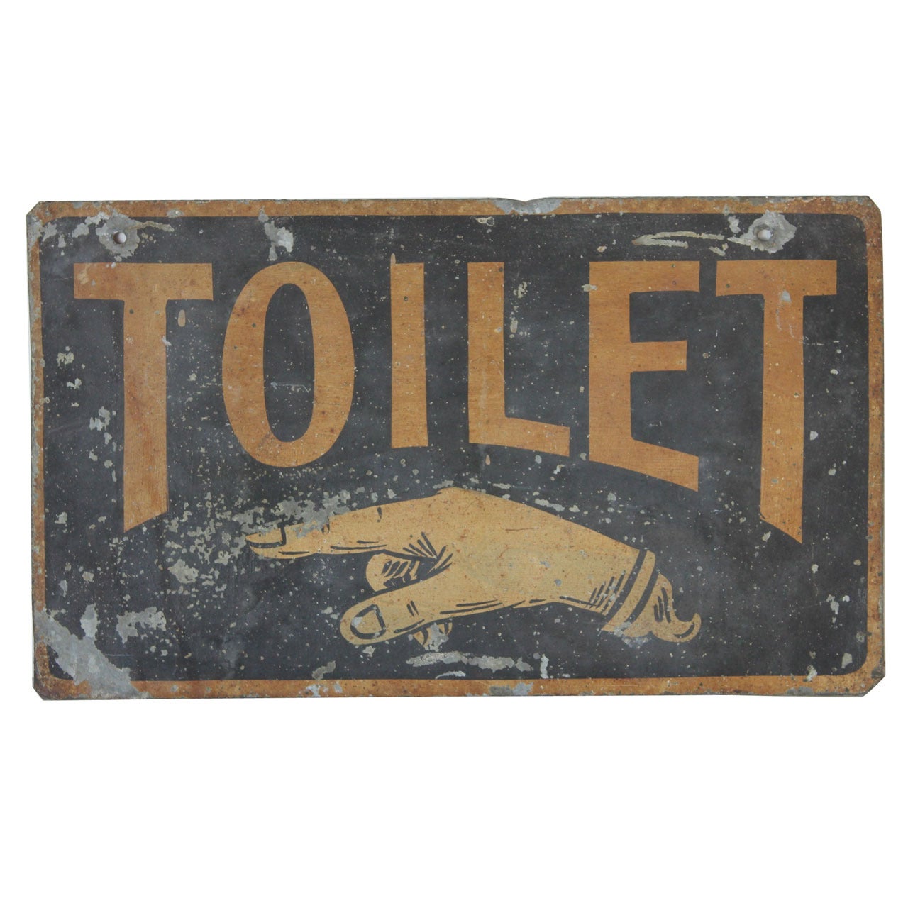 Antique Double Sided Tin Sign " Toilet "