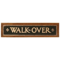 1900s Reverse Glass Sign, "Walk-Over"