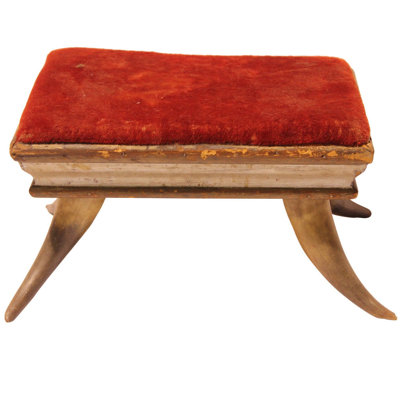 Antique Velvet and Horn Footstool For Sale at 1stDibs