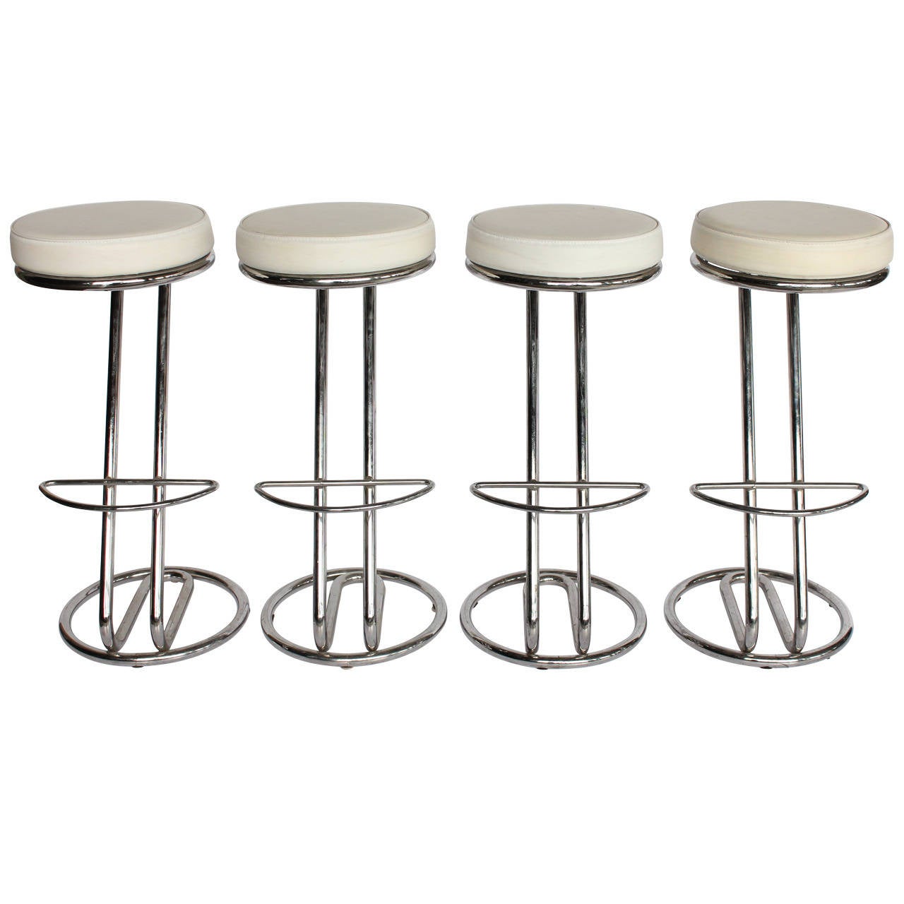 Modern Leather and Chrome Tube "Z" Stools For Sale at 1stDibs