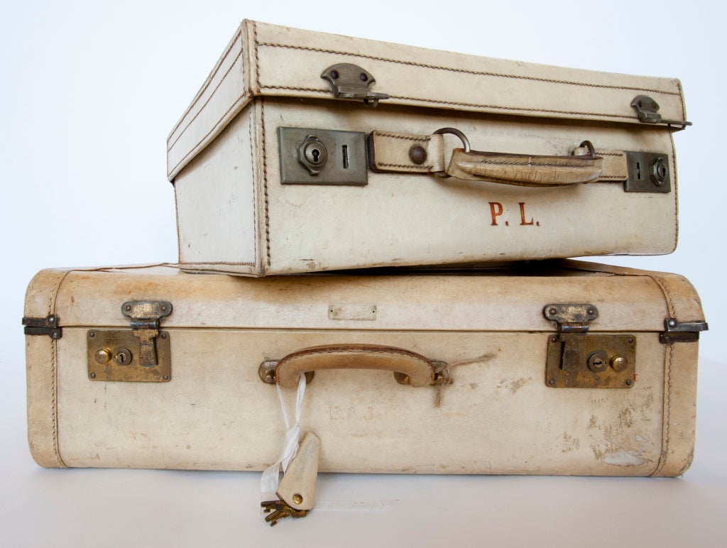 Vintage English pig skin two suitcases