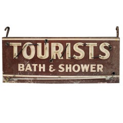 1930's Double Sided Neon Can Sign " Tourists Bath & Shower "