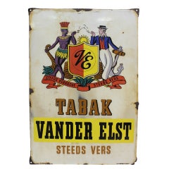 Vintage 1930's Belgian Porcelain Tobacco Sign