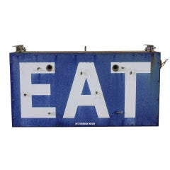 1930's Enameled Pre-Neon Can EAT Sign
