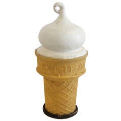 Retro 1950s Papier-Mâché Ice Cream Cone Trade Sign, "Eat-It-All"