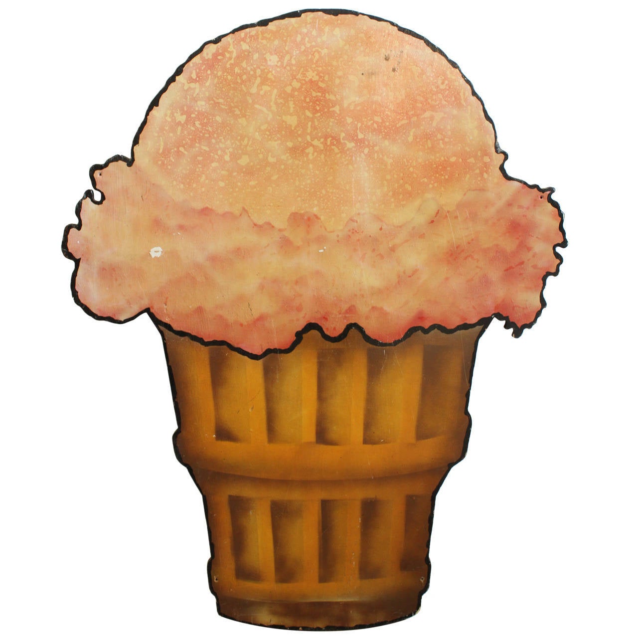 Vintage Handmade Ice Cream Sign For Sale at 1stDibs