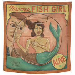 Retro 1950's Circus Sideshow Banner " Fish Girl " By Sigler Studios