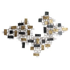 Large Mid Century Metal Wall Sculpture