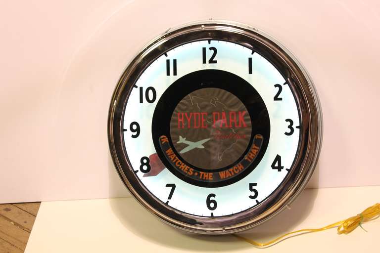 1930's Advertising Neon Animated Clock at 1stdibs