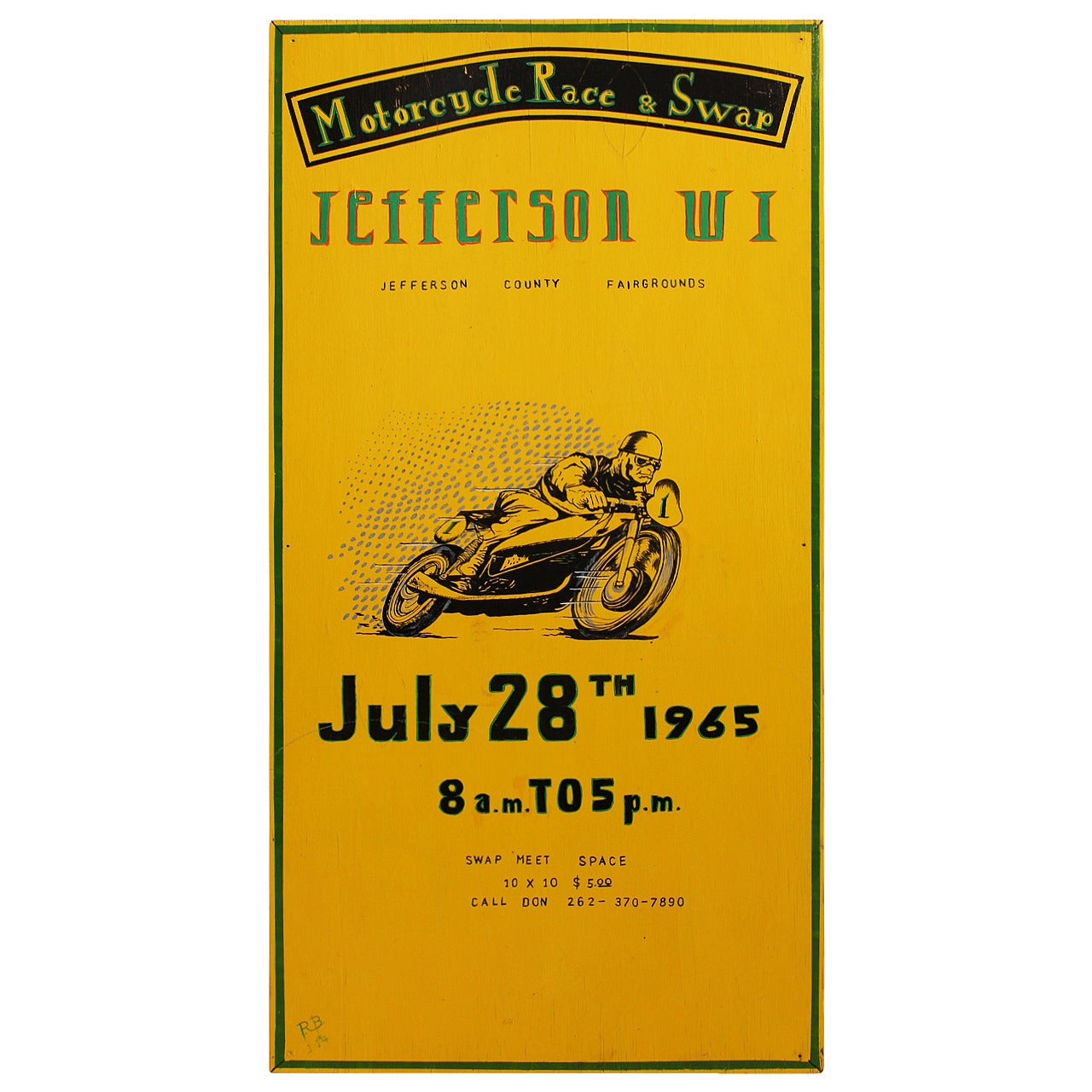 1965's Wood Motorcycle Race & Swap Sign For Sale