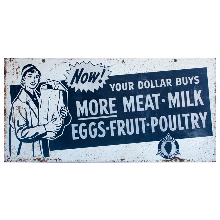 XL 1950's Metal advertising sign For Sale