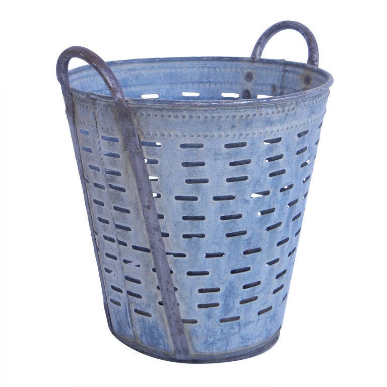 Turkish Olive Picking Galvanized Basket, more available at 1stDibs