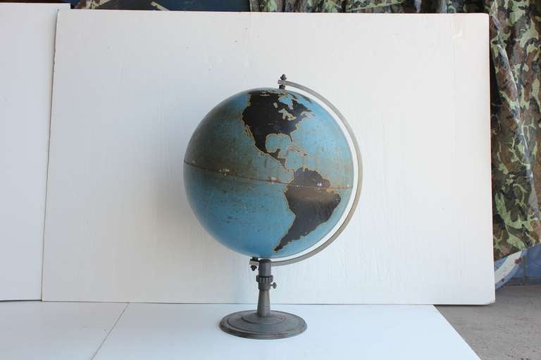 Industrial 1940's American Original Aviation World Globe