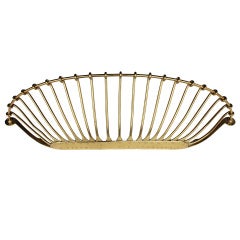 Large Antique Solid Brass Wall Rack/Basket