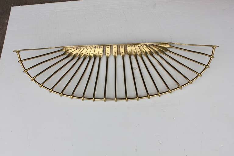 Large Antique Solid Brass Wall Rack/Basket
