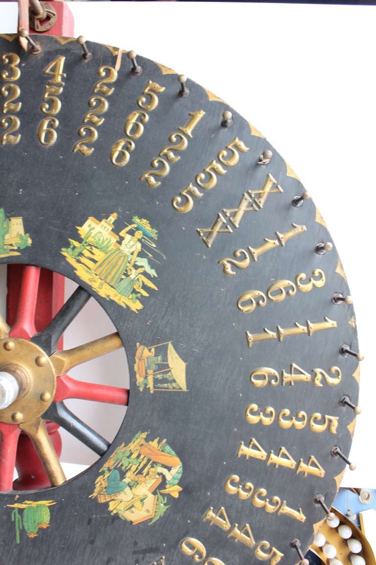 Antique Light Up Game Wheel In Good Condition For Sale In Chicago, IL