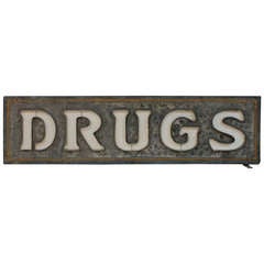 Antique Early 1900's Double Sided Light Up DRUGS Sign