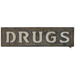 Early 1900's Double Sided Light Up DRUGS Sign