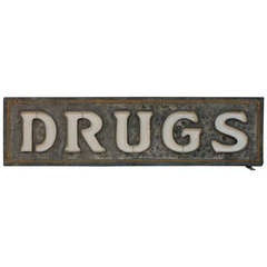 Early 1900's Double Sided Light Up DRUGS Sign